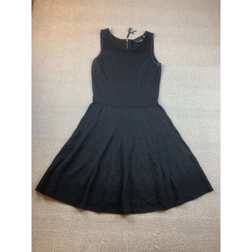 Cynthia Rowley Women's‎ Medium Black Open Knit Fit & Flare A-Line Dress